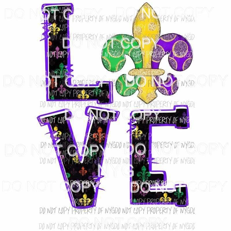 Love mardi gras 4 Sublimation transfers Heat Transfer