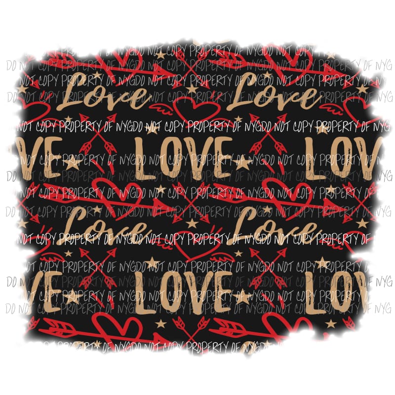 LOVE multi black red hearts arrows Sublimation transfers Heat Transfer