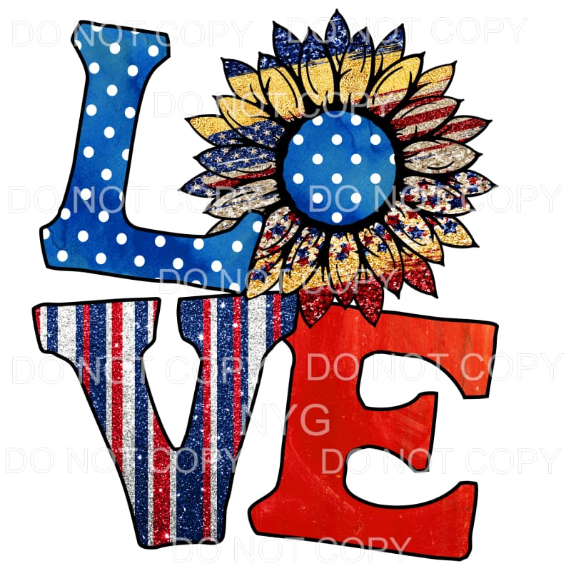 Love Patriotic Sunflower #1 Sublimation transfers - Heat