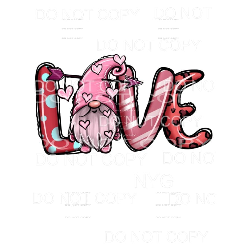 Love Pink Gnome Polka Dots Stripes Leopard Valentines Day