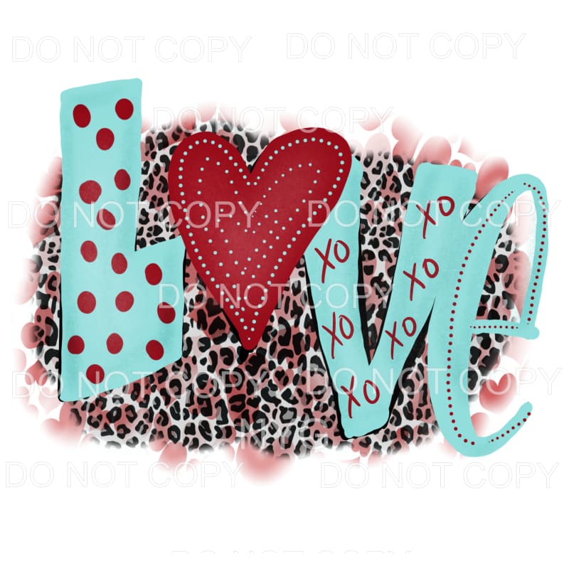 Love Red Heart Leopard Sublimation transfers - Heat Transfer