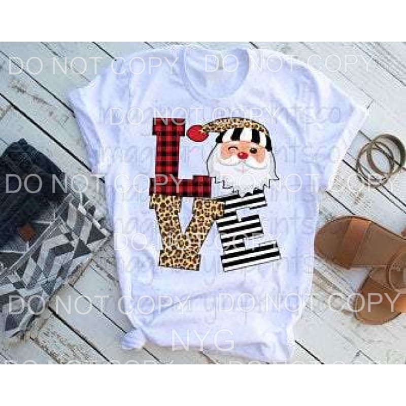 Love Santa Red Buffalo Plaid Leopard Stacked Letters #114