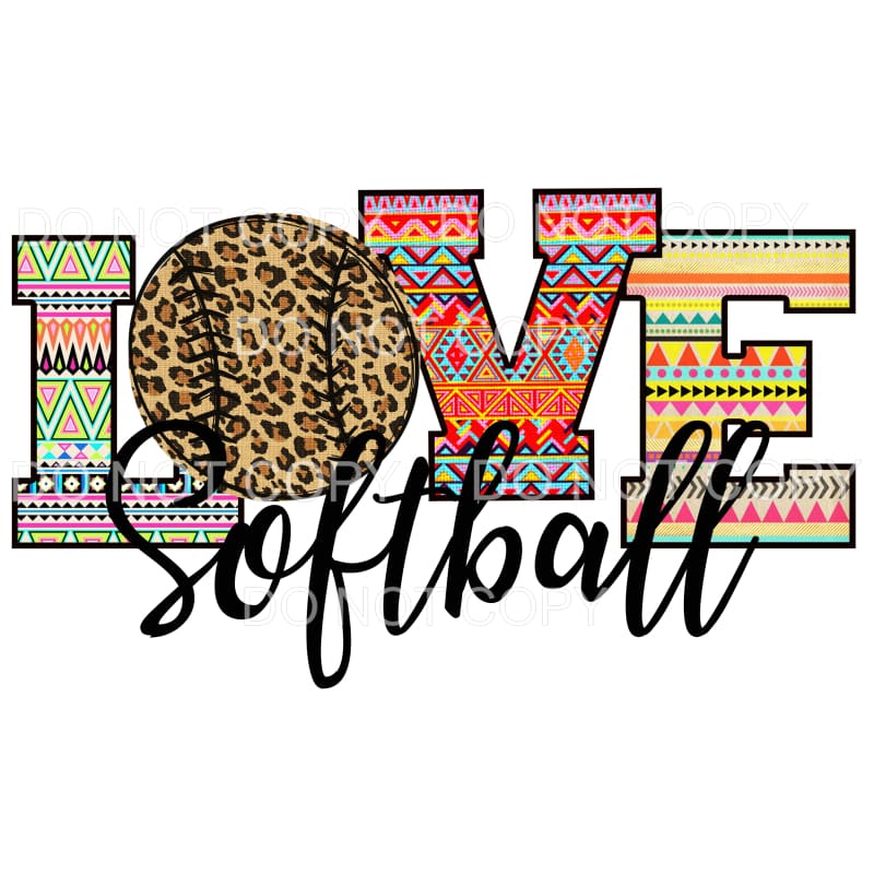 LOVE SOFTBALL # 8 AZTEC Sublimation transfers - Heat