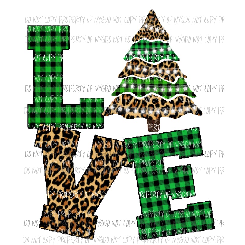 LOVE tree Green - Christmas Tree Sublimation transfers Heat Transfer