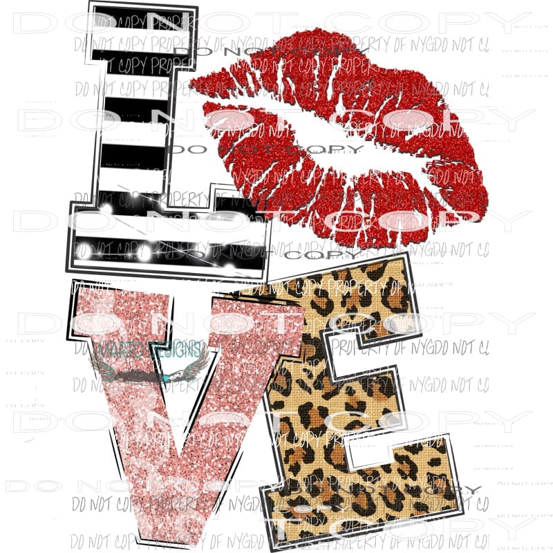 Love with lips Sublimation transfers Heat Transfer
