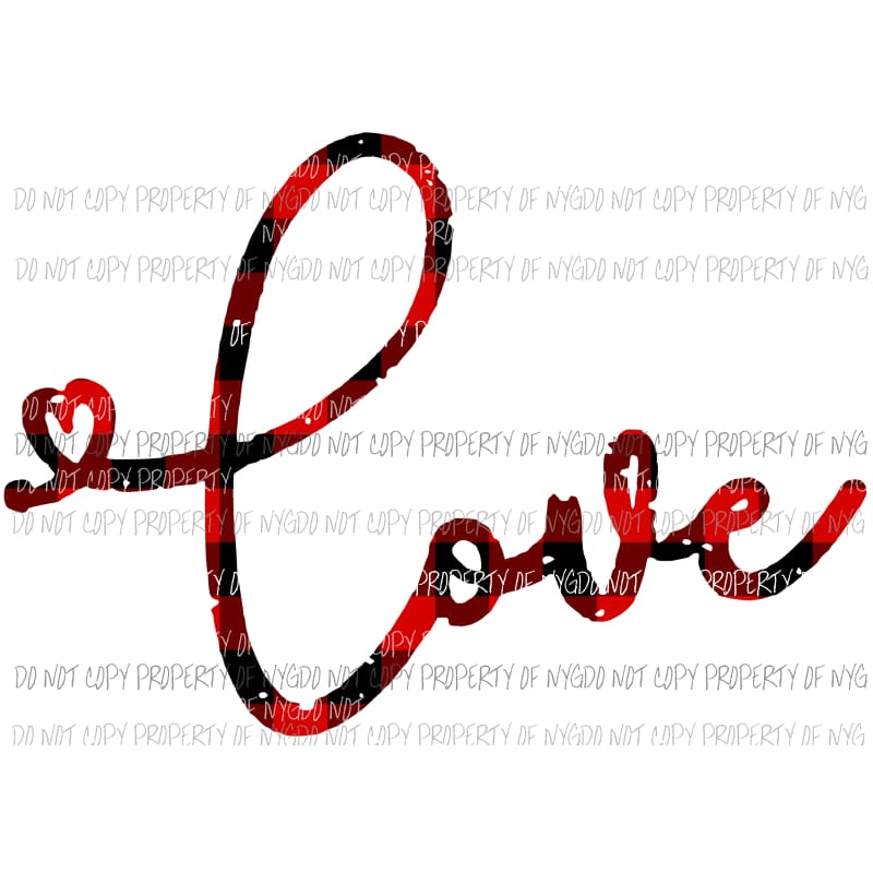 love word plaid red Sublimation transfers Heat Transfer