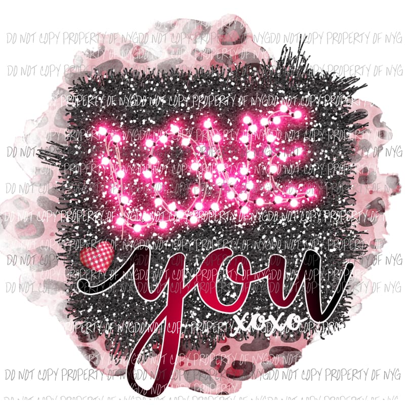 LOVE You pink leopard Sublimation transfers Heat Transfer