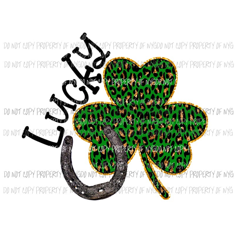 Lucky leopard shamrock horseshoe Sublimation transfers Heat Transfer