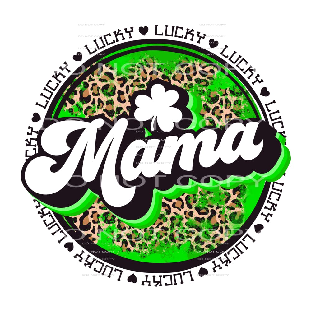 Lucky Mama Clover Leopard Circle St Patricks Day #2524
