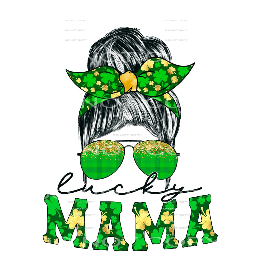 Lucky Mama Messy Bun Straight St Patricks Day #2525