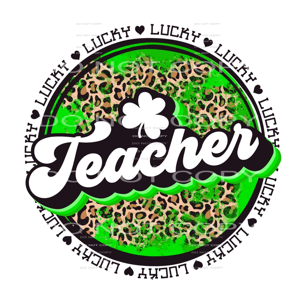 Lucky Teacher Clover Leopard Circle St Patricks Day #2536