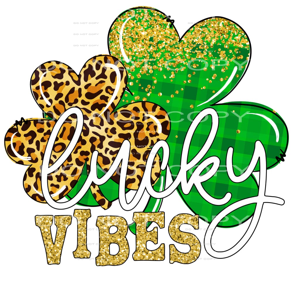 Lucky Vibes Leopard Green Plaid Clovers Gold Glitter St