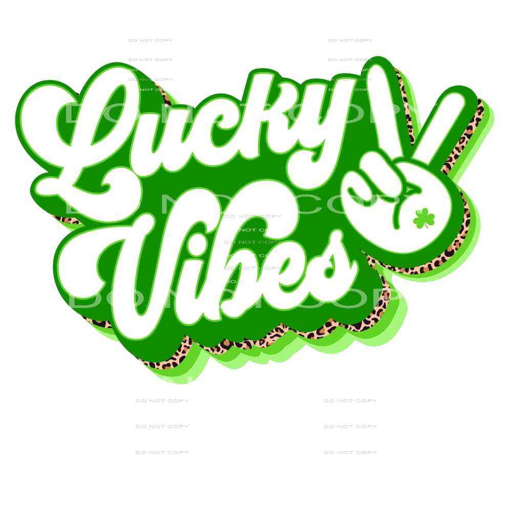 Lucky Vibes Peace Sign Retro Leopard St Patricks Day #2539
