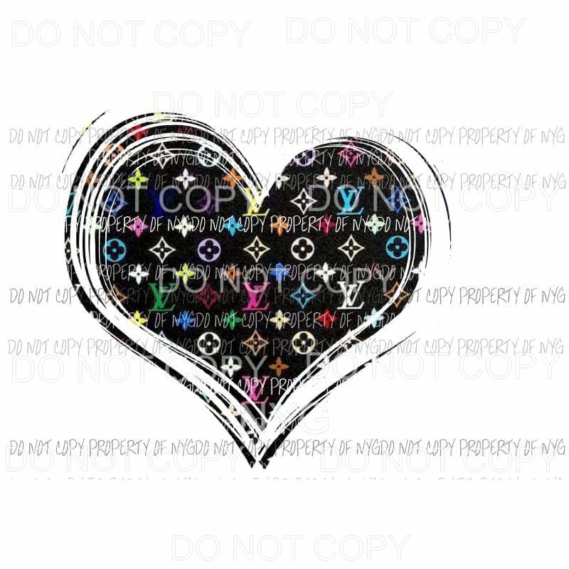 LV heart #3 multi color louis vuitton Sublimation transfers Heat Transfer