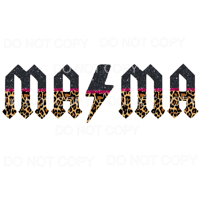 mama acdc pink black leopard bolt Sublimation transfers -