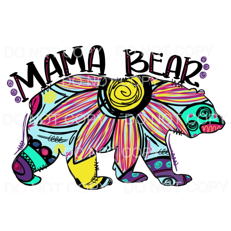 Mama Bear Colorful Flower Pattern #1366 Sublimation