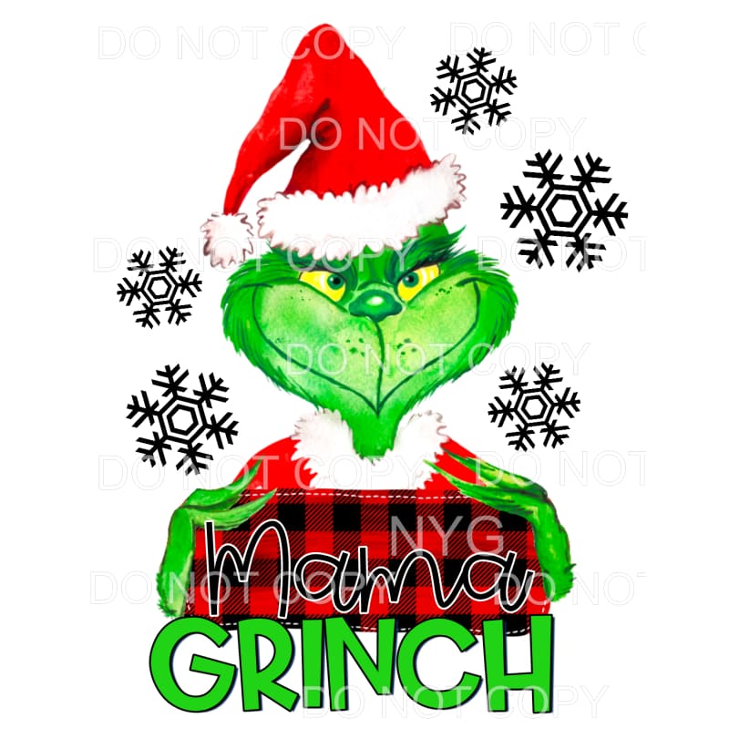 Mama Grinch Red Buffalo Plaid #1556 Sublimation transfers -