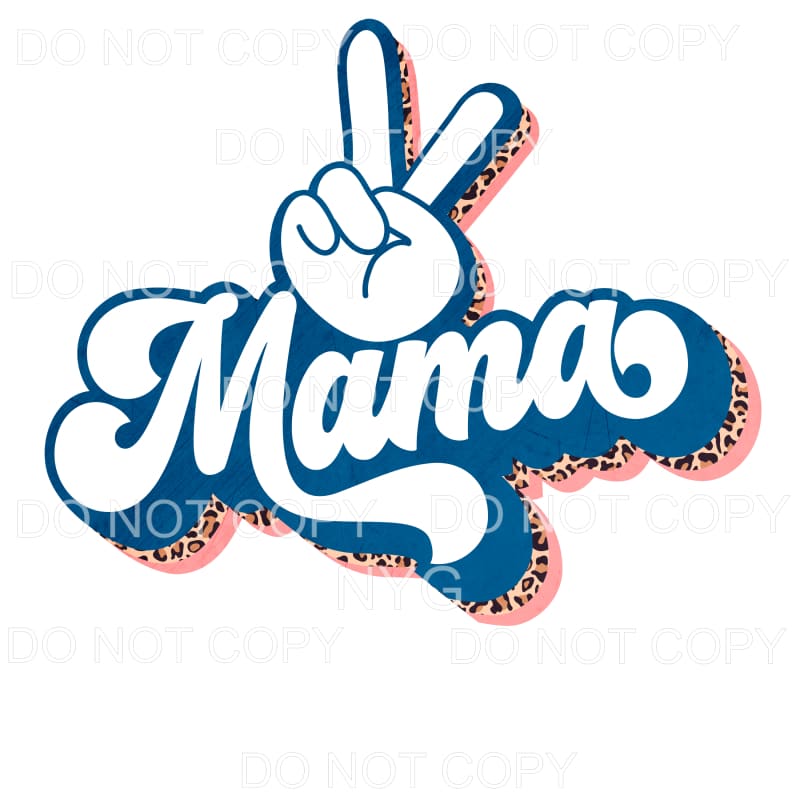Mama Leopard Retro Peace Blue Sublimation transfers - Heat