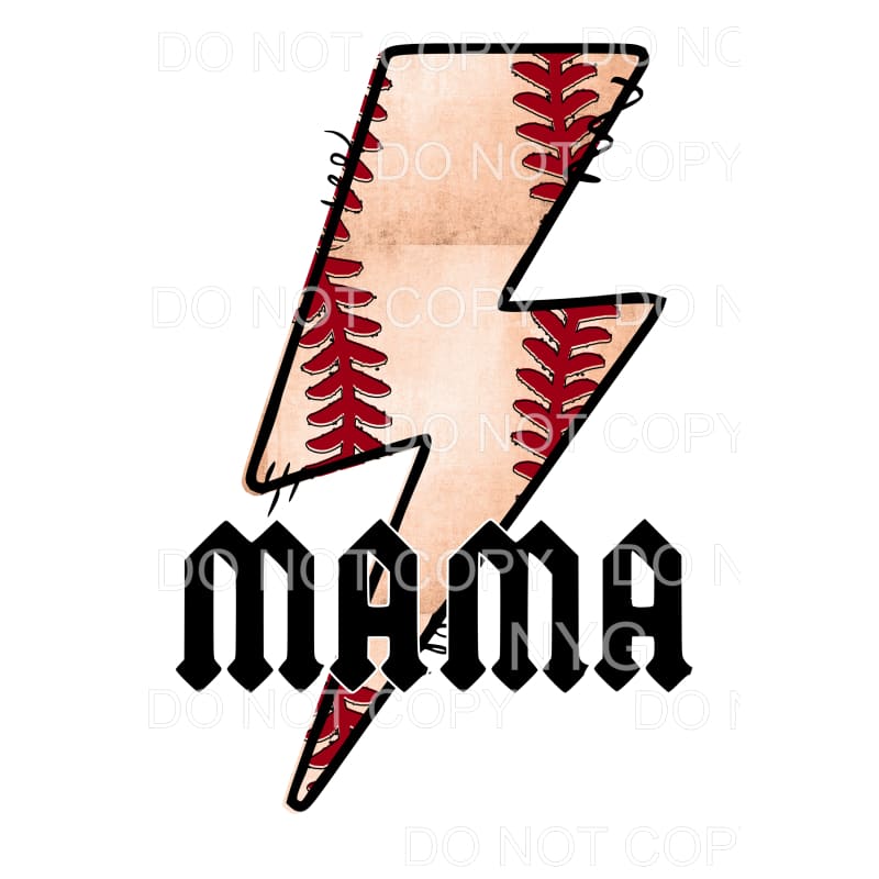 Mama lightning Bolt baseball Sublimation transfers - Heat