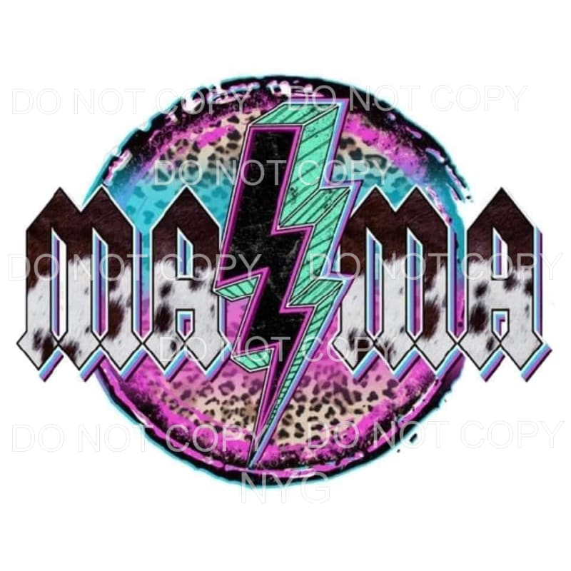 Mama Lightning Bolt Purple Green Leopard Circle #1871