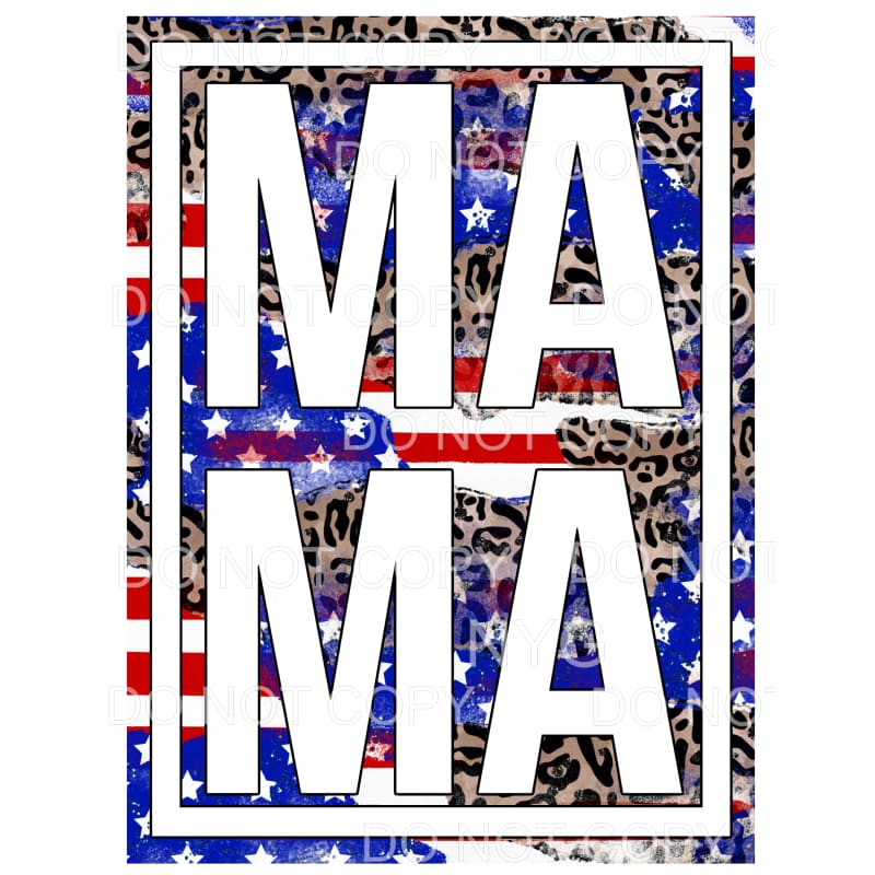 Mama Stacked Flag USA Leopard Framed Sublimation transfers -