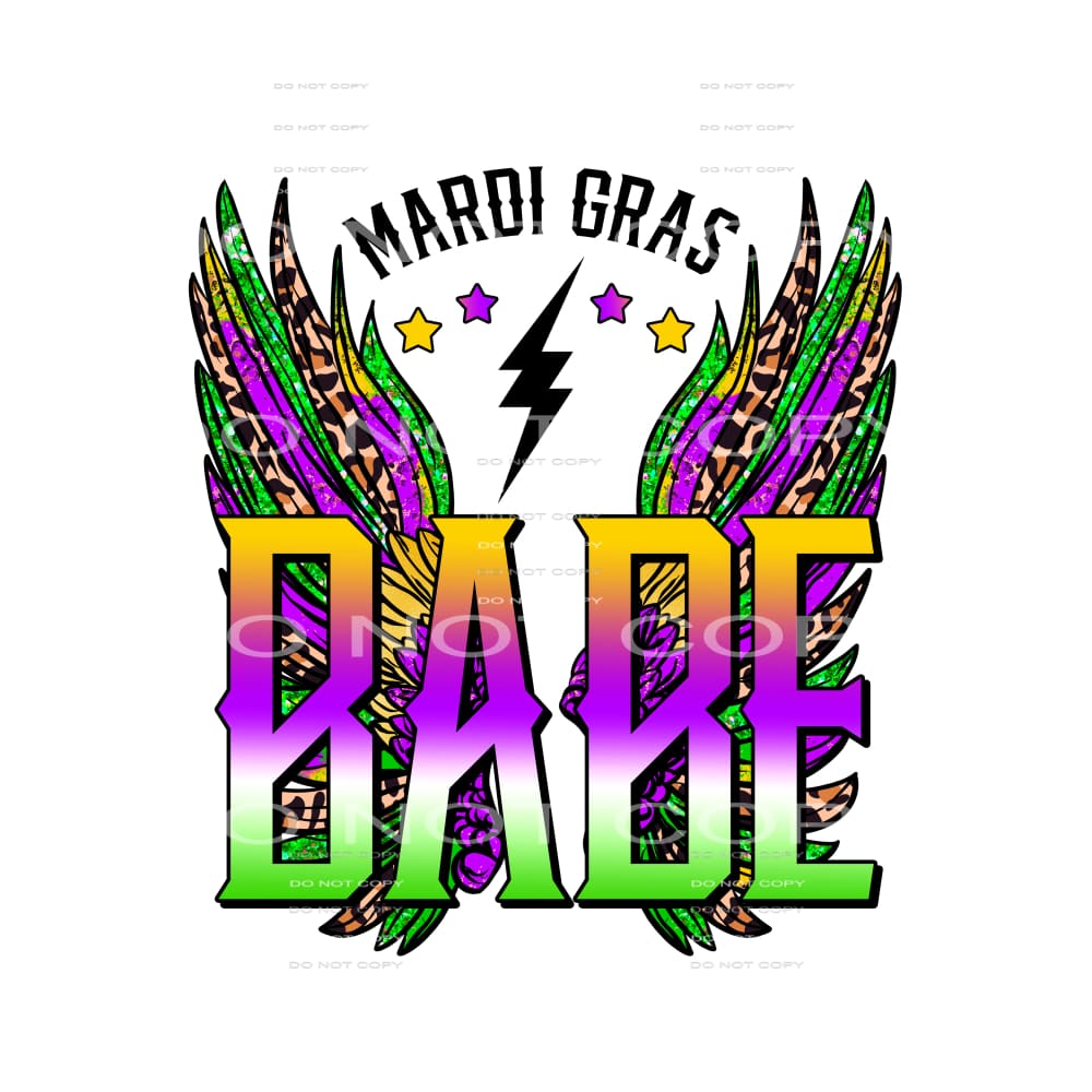 Mardi Gas Babe Wings Leopard #2554 Sublimation transfers -