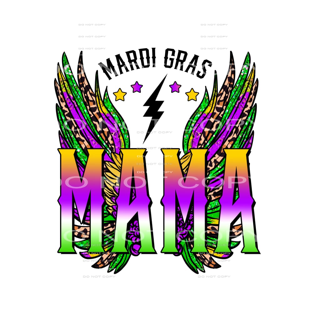 Mardi Gas Mama Wings Leopard #2560 Sublimation transfers -