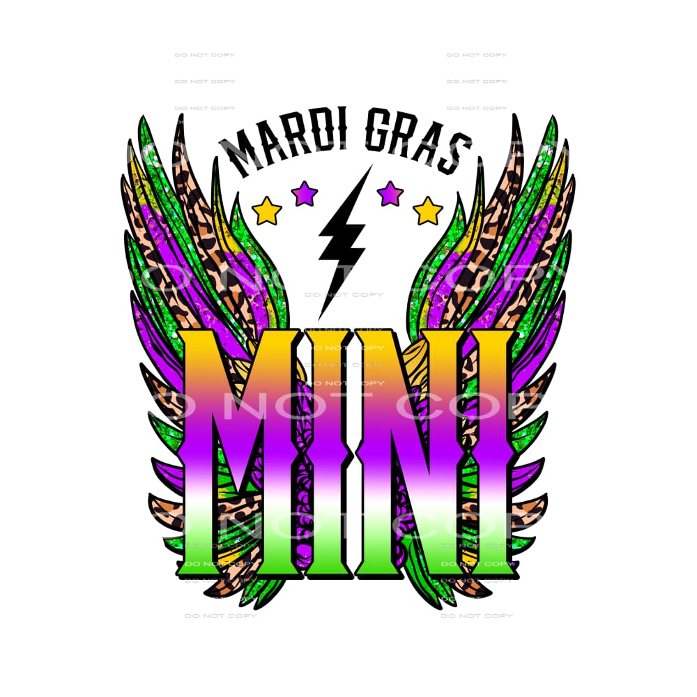 Mardi Gas Mini Wings Leopard #2561 Sublimation transfers -
