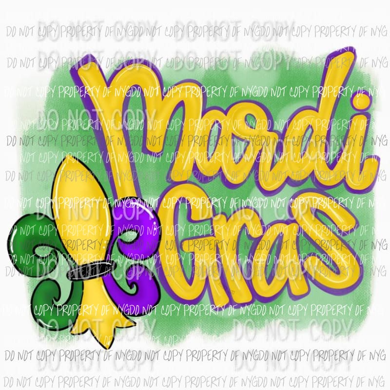 Mardi Gras #10 fleur de lis green gold purple Sublimation transfers Heat Transfer