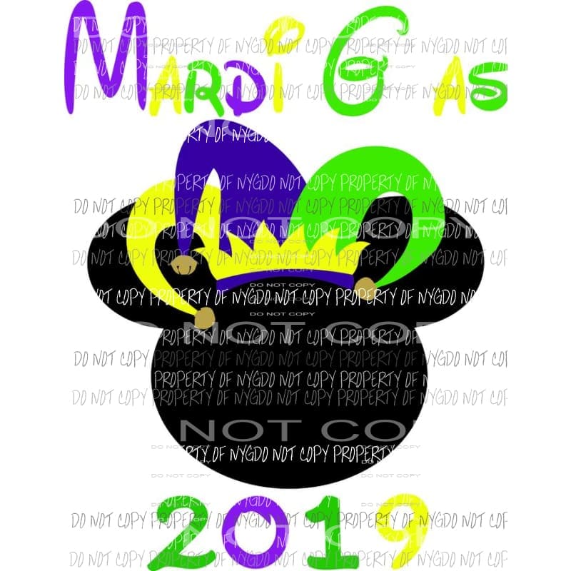 Mardi Gras 2019 mickey jester hat Sublimation transfers Heat Transfer