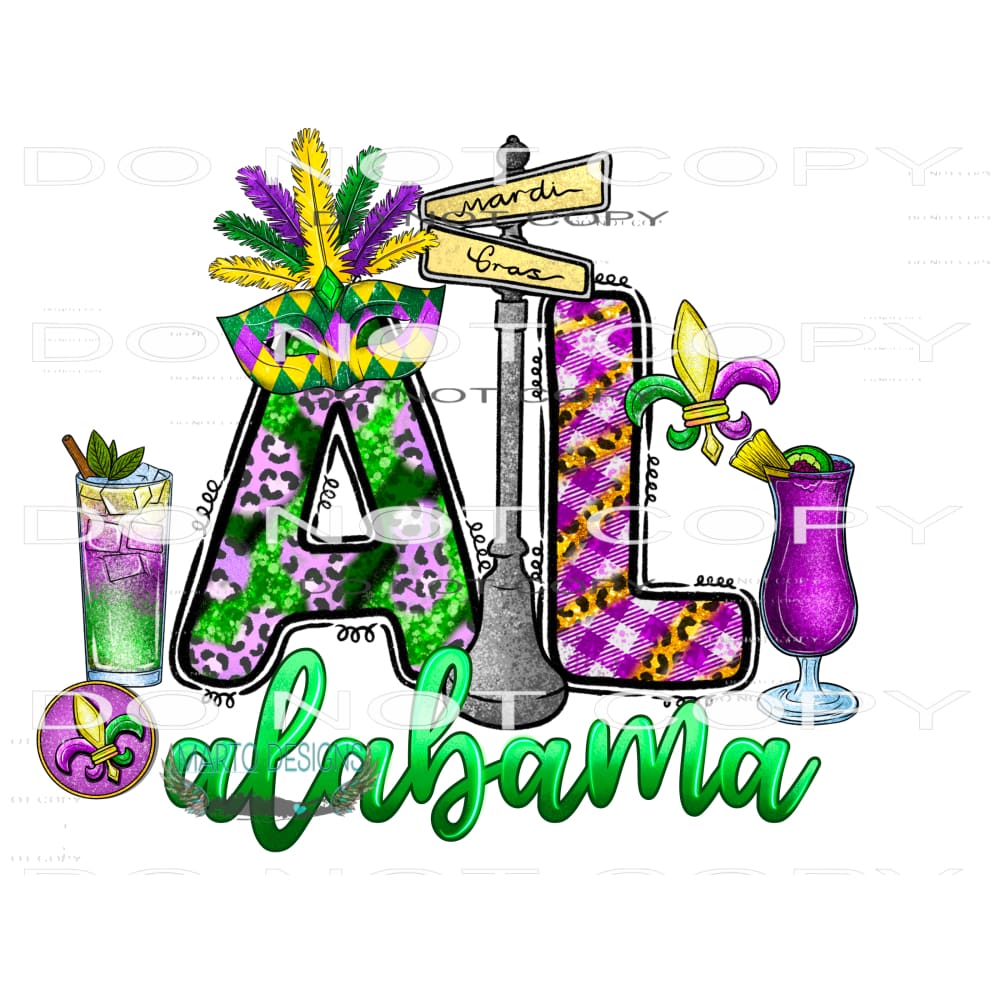 Mardi Gras Alabama #9809 Sublimation transfers - Heat