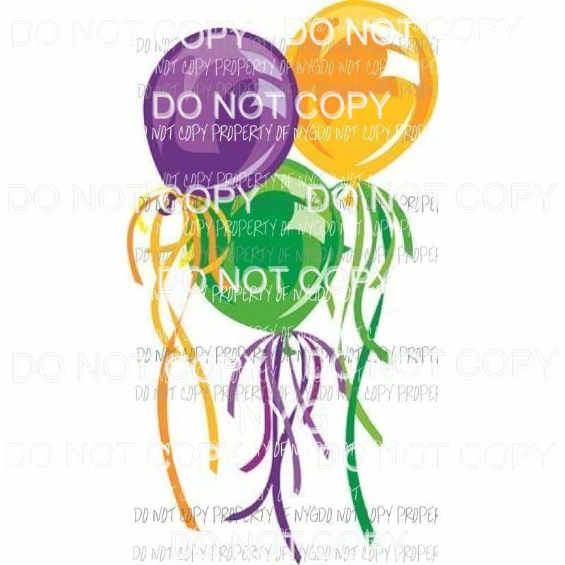 Mardi Gras Balloons purple gold green Sublimation transfers Heat Transfer