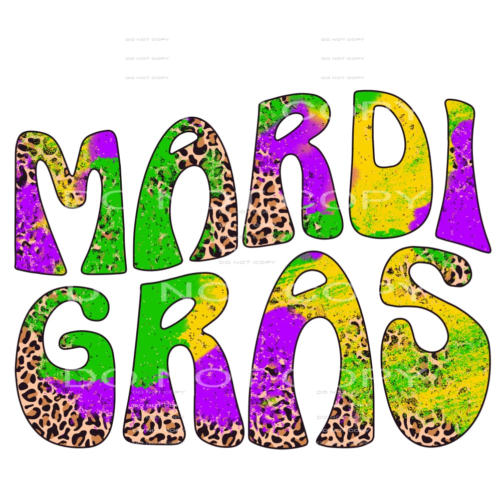Mardi Gras Groovy Wave Leopard Grunge #2542 Sublimation