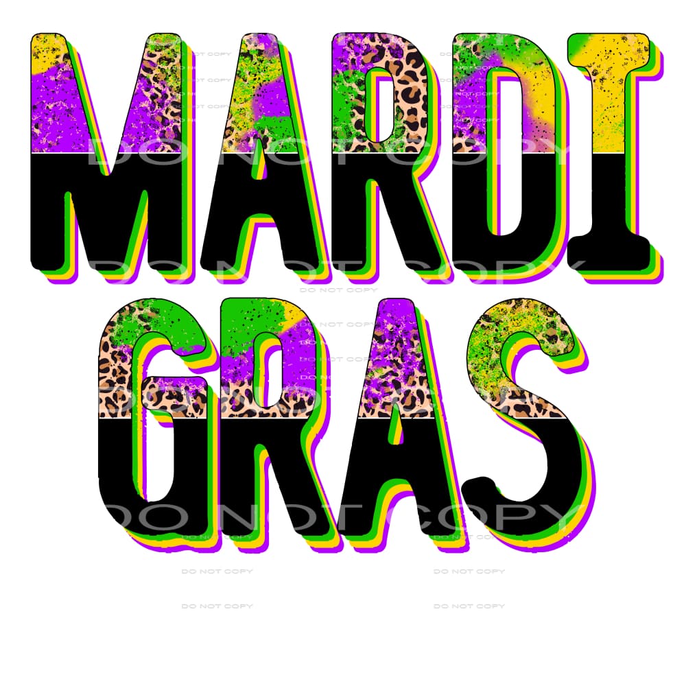 Mardi Gras Grunge Leopard Top #2544 Sublimation transfers -