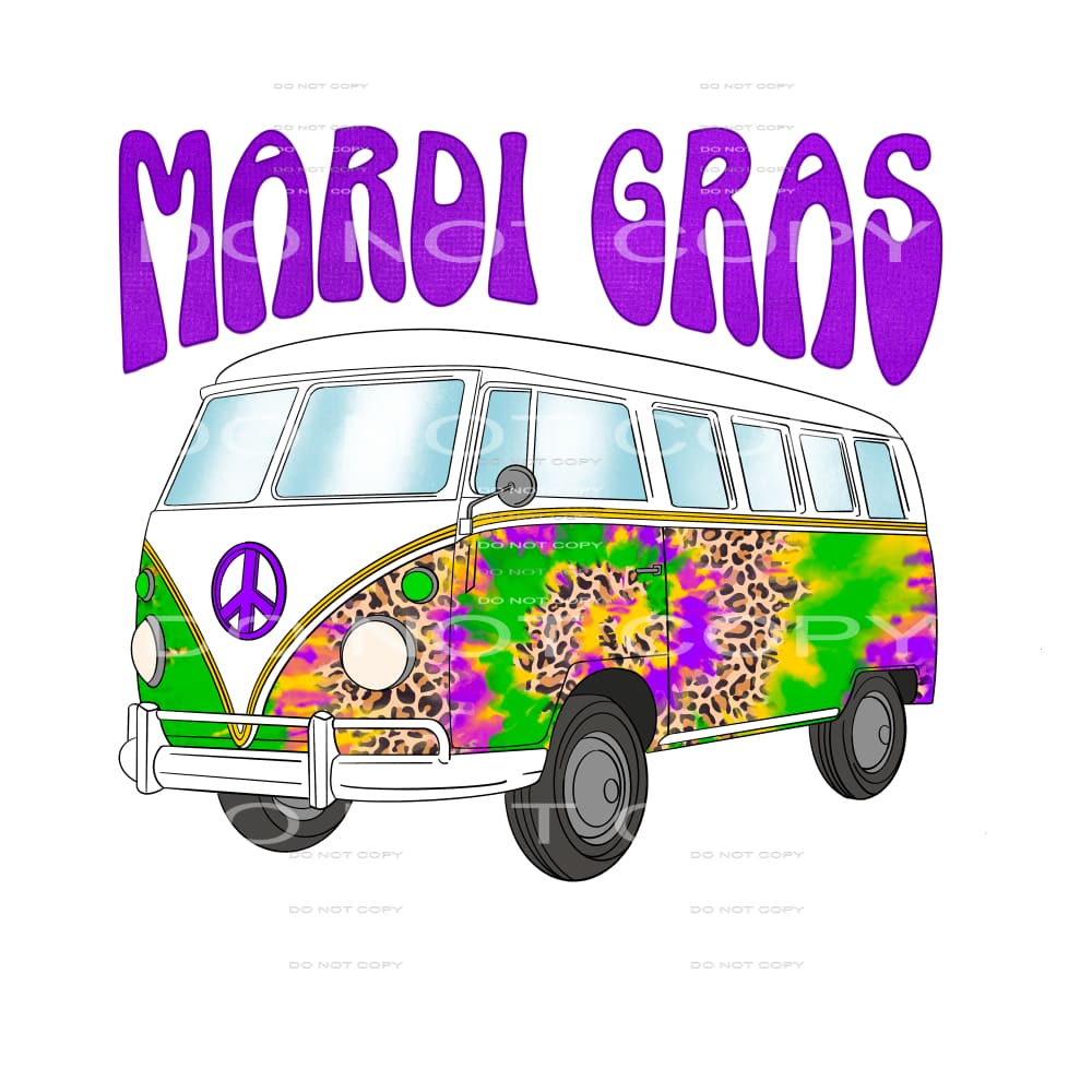 Mardi Gras Hippie Bus Leopard Tie Dye #2558 Sublimation