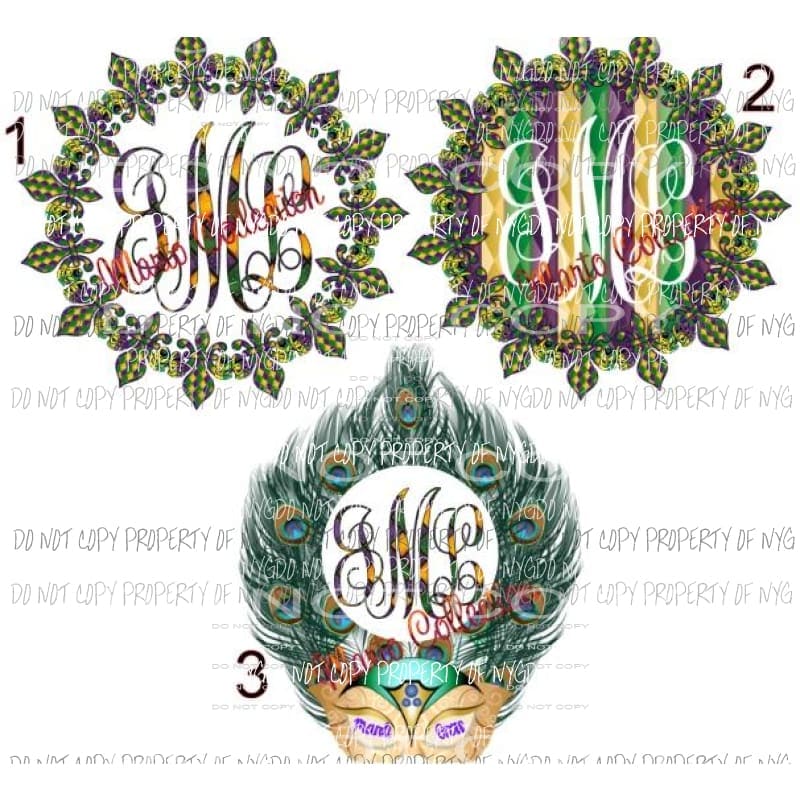 Mardi gras monograms with bonus monogram you choose sublimation transfer READ DESCRIPTION Heat Transfer