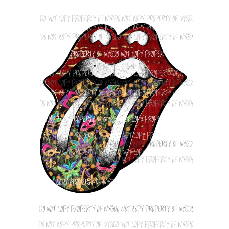 Mardi Gras rolling stones lips #2 masks Sublimation transfers Heat Transfer