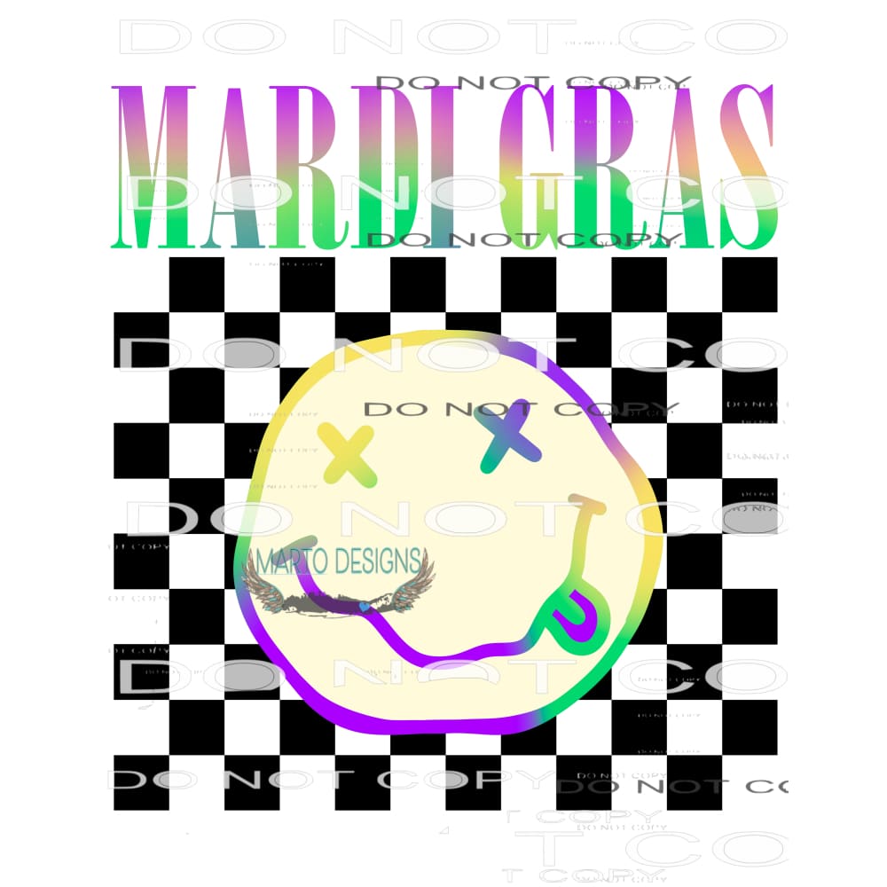 Mardi Gras Smiley #8995 Sublimation transfers - Heat