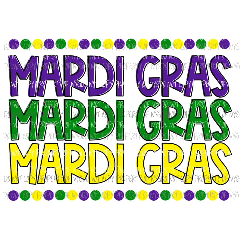 Mardi Gras stacked purple green yellow Sublimation transfers Heat Transfer