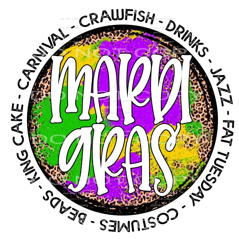 Mardi Gras Thiings Grunge Leopard Circle #2557 Sublimation