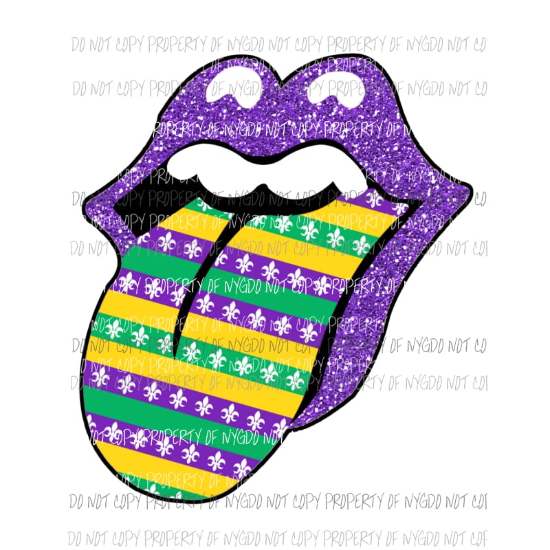 Mardi Gras tongue #1 purple rolling stones lips Sublimation transfers Heat Transfer