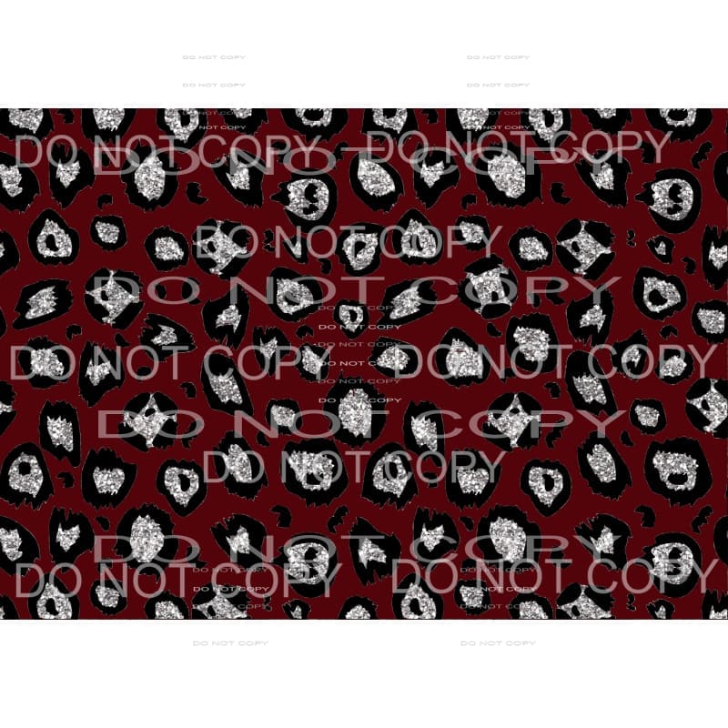 Maroon and grey and black leopard Sheet Sublimation