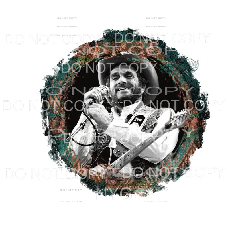 Merle Haggard Distressed Circle Frame Sublimation transfers