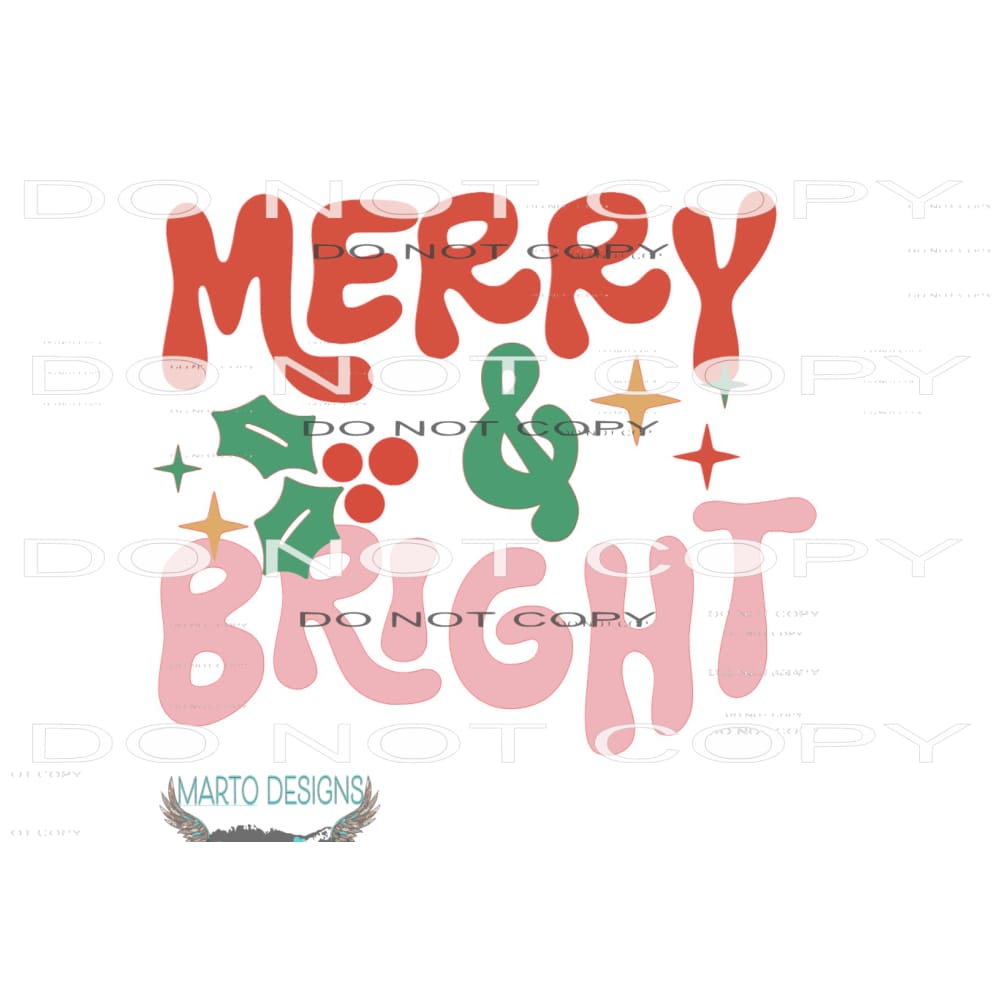 Merry And Bright #7880 Sublimation transfers - Heat Transfer