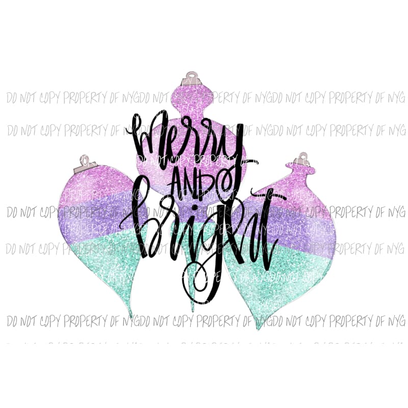 Merry and Bright Christmas ornaments # 8 Sublimation transfers Heat Transfer