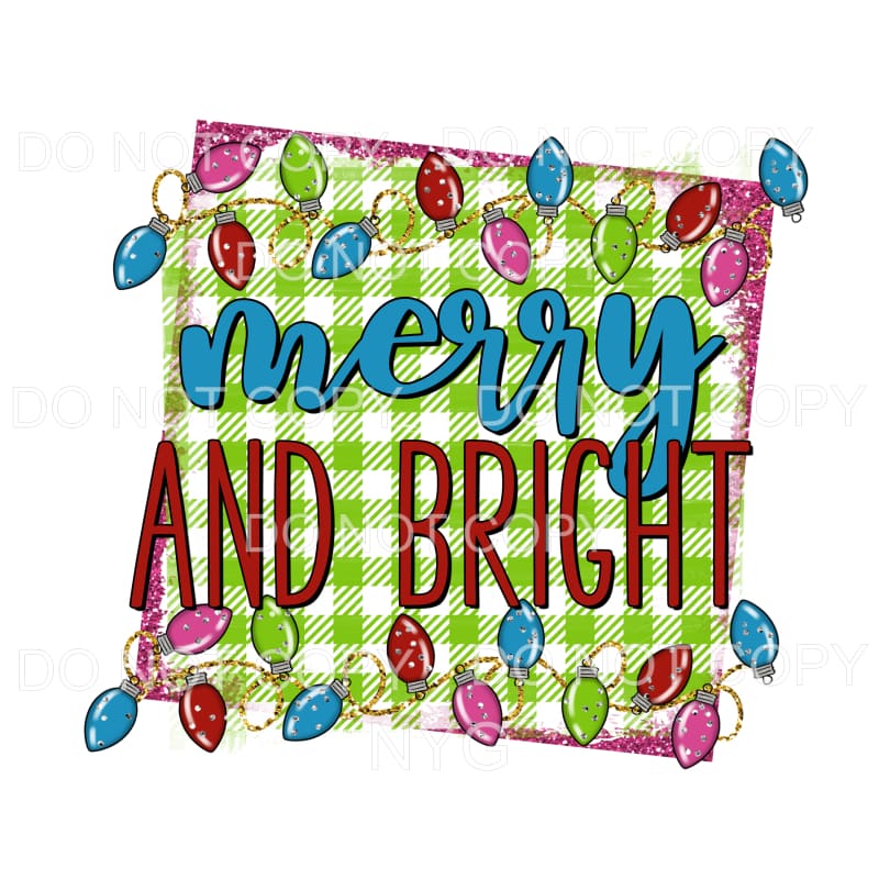 Merry And Bright Green Plaid Christmas Lights Frame