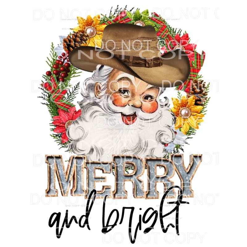 Merry and bright Santa # 9121 Sublimation transfers - Heat