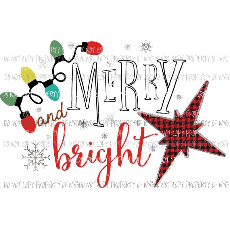 merry and bright star Sublimation transfers Heat Transfer