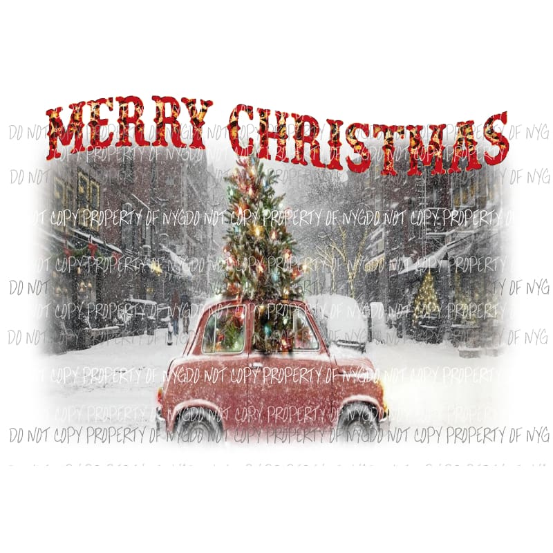 Merry Christmas Car with Christmas tree Sublimation transfers Heat Transfer