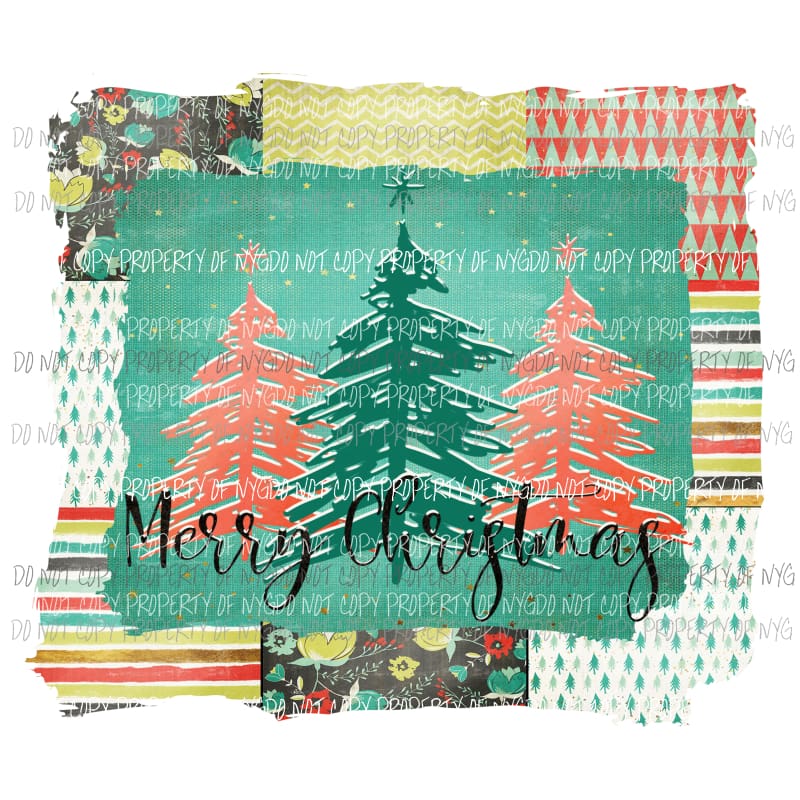 merry christmas patchwork Sublimation transfers Heat Transfer